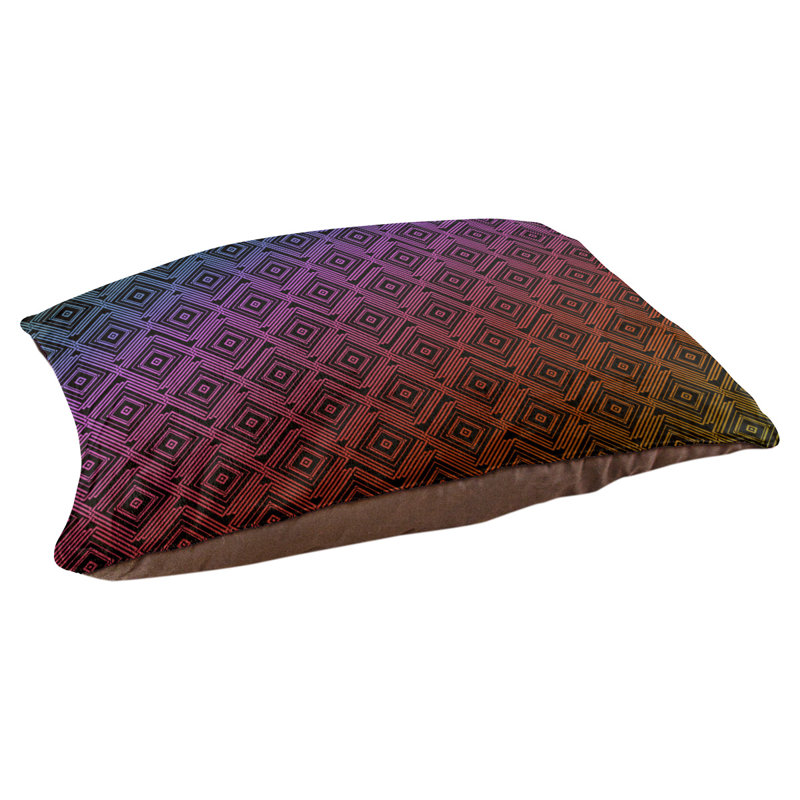 Coussin stylisé de labyrinthe carré Byrge, l 42,5 po x L 32,5 po, Rose / Rouge