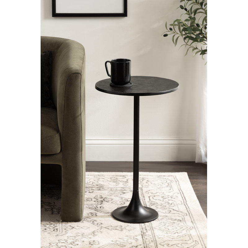 Table d'appoint ronde en fonte d'aluminium Baronet, Noir