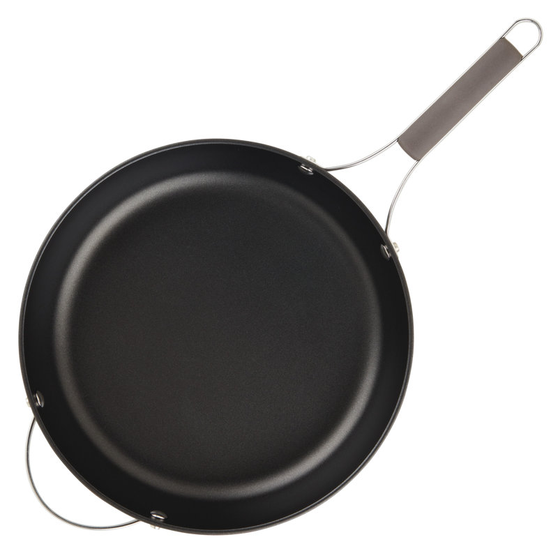 Ayesha Curry Professional Hard Anodized Collection Nonstick Deep Frying Pan with Lid and Helper Handle, 12.25-Inch, Charcoal