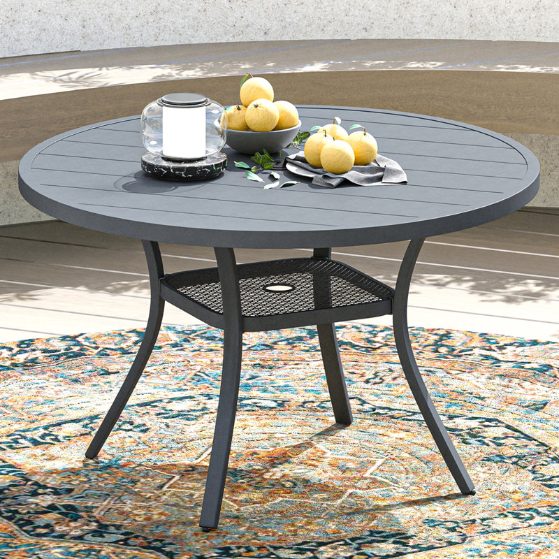 Nyoka 47.2L x 47.2W Outdoor Dining Table for 6, Gray/Gray
