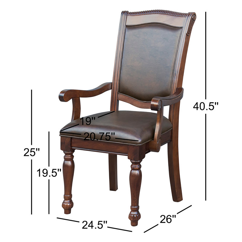 Engles 19.5" Seat Height Faux Leather Traditional Upholstered Armchair
