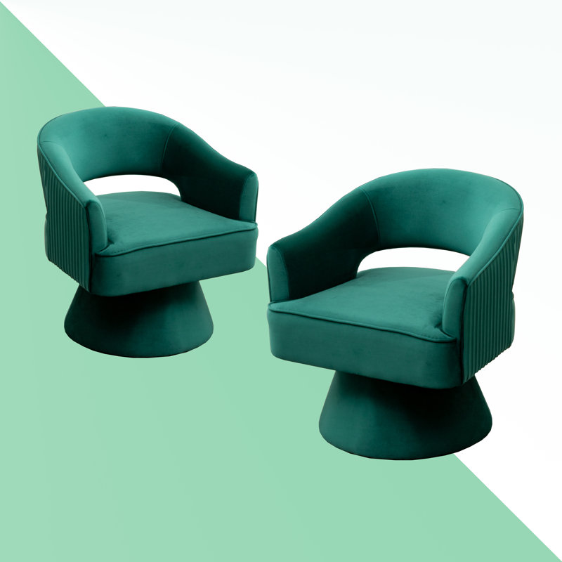 Fauteuil demi-tonneau Chynna, Velours vert foncé