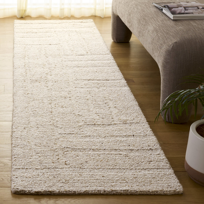 Harvest Hand Tufted Wool Cotton Solid Color Rug in Beige, Runner 2'3" x 9'