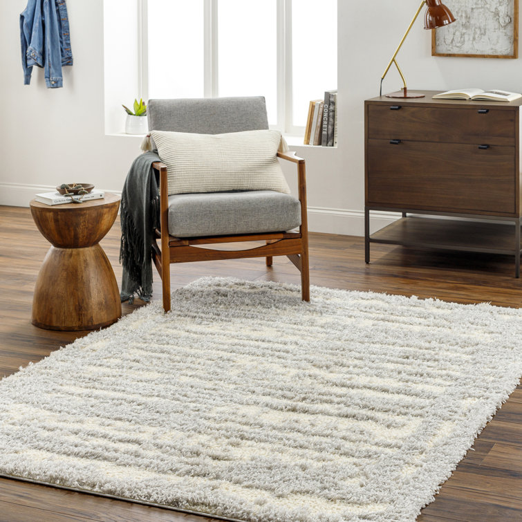 Rectangle Rameriz Abstract Machine Woven Polyester/Polypropylene Area Rug in Gray/Ivory
