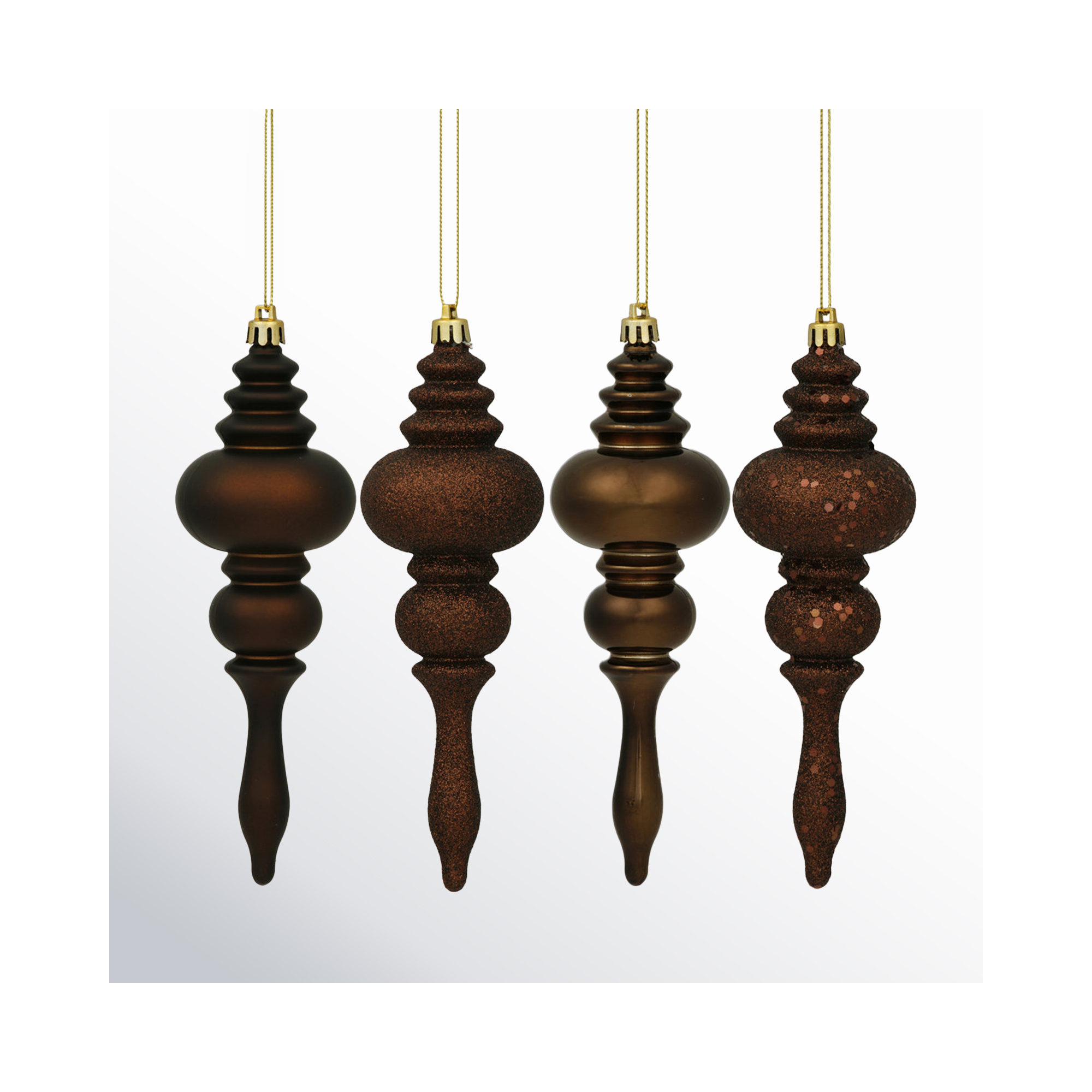 7" Finial Ornament 8/Pk, Chocolate Brown