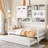 Twin Size Daybed With Trundle And Storage Cabinet, Space Saving Bed - Compact White Built-In Cabinet Shelf Strong Practical-1426076311