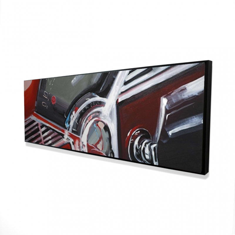 Vintage Red Car Dashboard Canvas | Retro Bedroom Decor