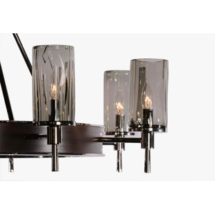 8 - Light Dimmable Wagon Wheel Chandelier