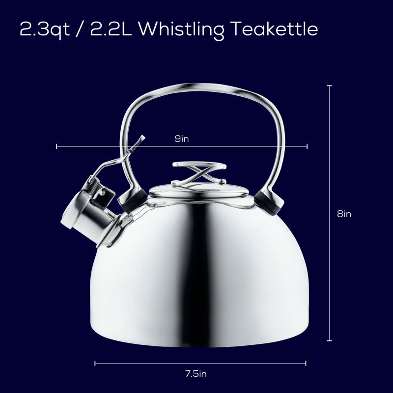 Circulon Stainless Steel Whistling Teakettle with Flip-Up Spout, 2.3-Quart