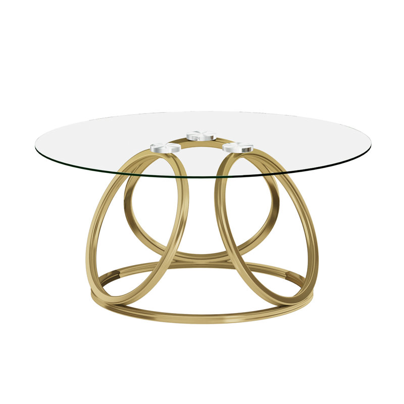 Paloalto Glass Top Coffee Table, Matte Gold