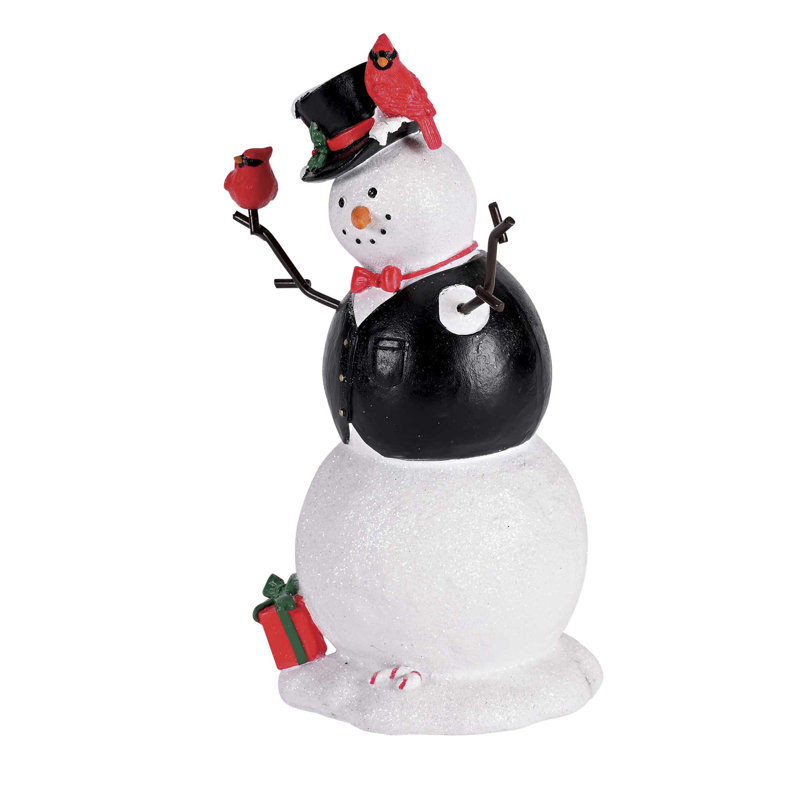 Figurine bonhomme de neige avec paillettes cardinales