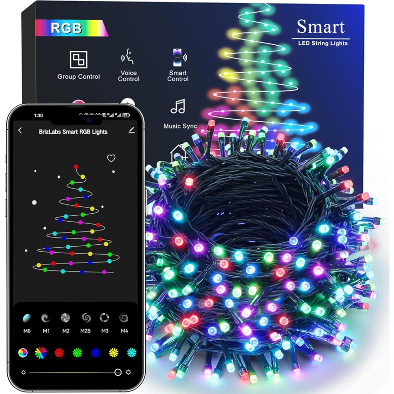 RGB Christmas Lights, 164Ft 498 LED Smart String Lights App Controlled, Dimmable Colour Changing Christmas Lights, Xmas Tree Lights Work With Alexa & Google Home