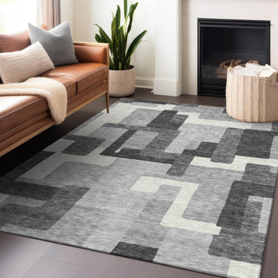 Tapis gris Tweedy lavable à la machine Premium