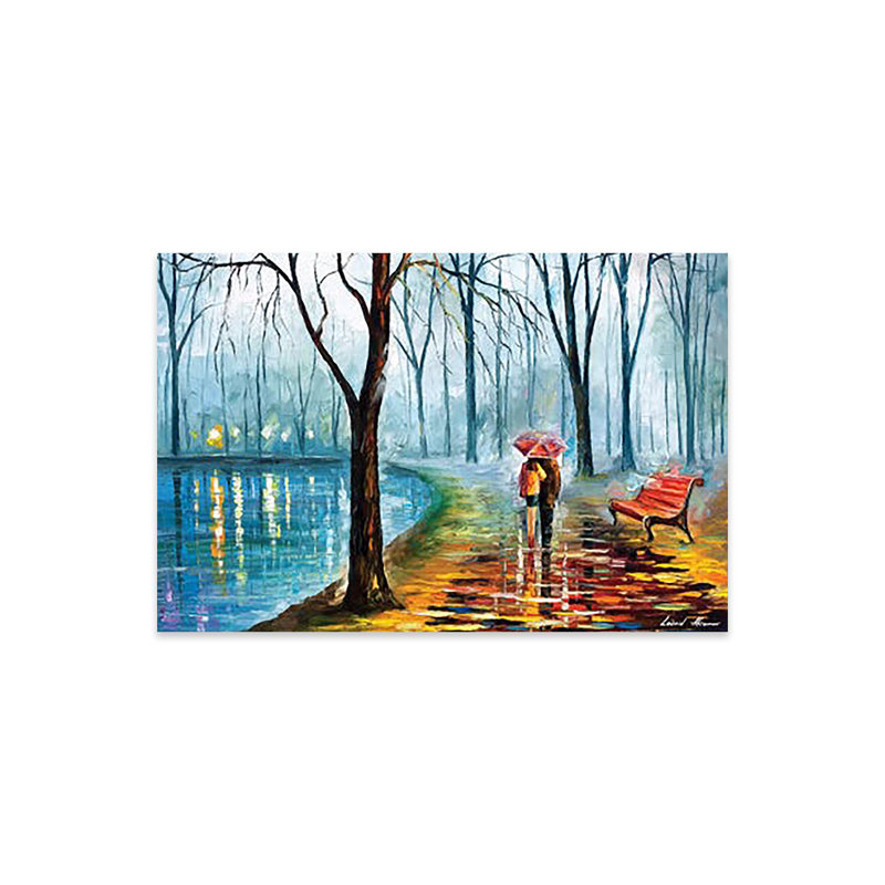 "L'intérieur de la pluie" par Leonid Afremov - peinture sans cadre, H 16 po x l 24 po x P 0,25 po