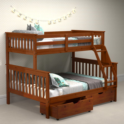 Delroy Twin over Full 2 Drawer Solid Wood Standard Bunk Bed