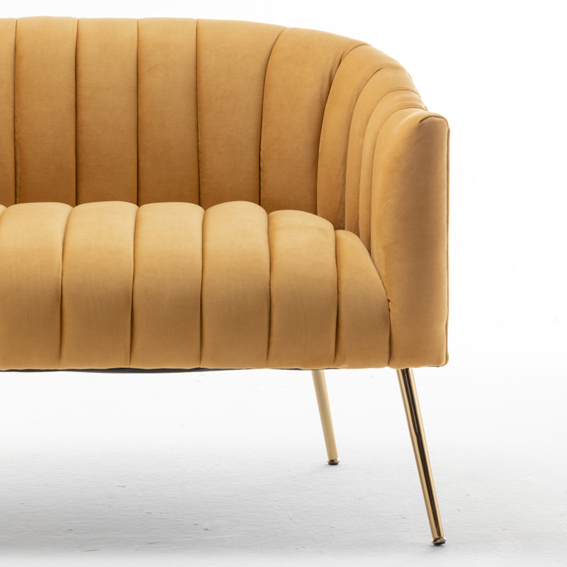 Murrow 50.6'' Velvet Loveseat, Bella Curry Performance Velvet