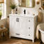 Meuble-lavabo Farmhouse avec lavabo en céramique et tiroirs de rangement-1076200021