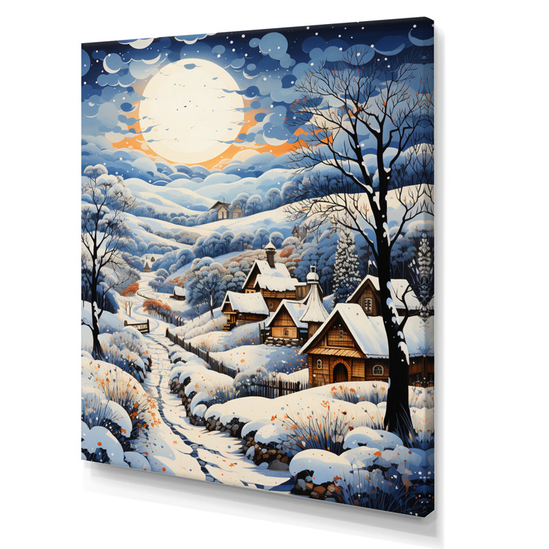 «Harmony of Winter Village VI», reproduction sur toile, H 32 po x l 16 po x P 1 po, Toile tendue
