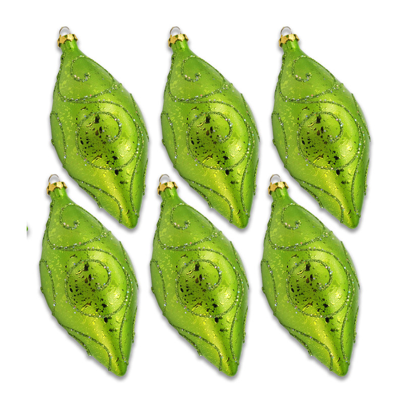 Ensemble d'ornement 6 pièces Teardrop, Vert citron