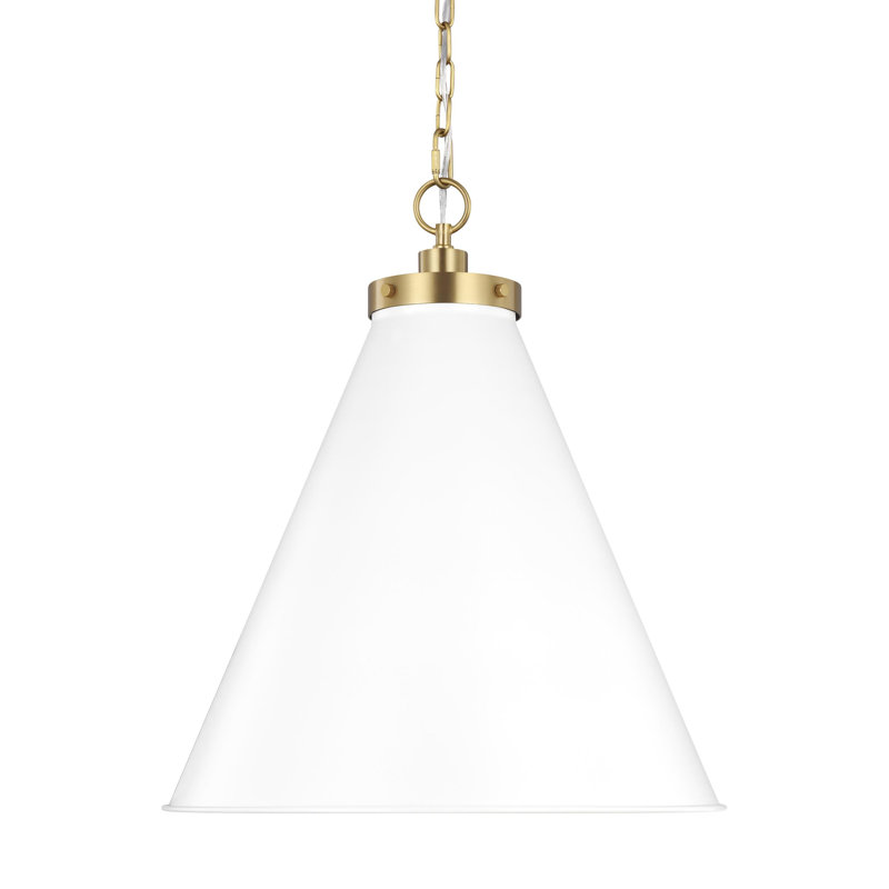 Matte White and Gold 19.5" Indoor/Outdoor Pendant Light