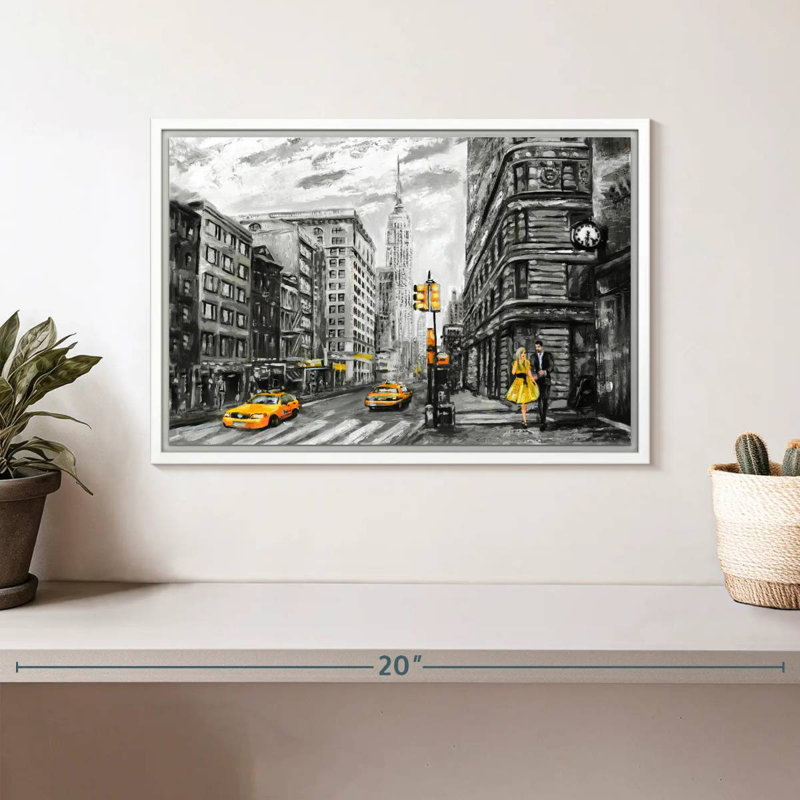 NYC, Cadre flottant blanc, 13 po x 9 po
