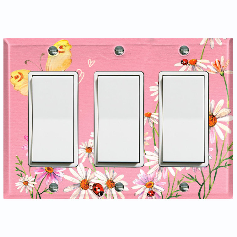 WorldAcc Metal Light Switch Plate Outlet Cover (White Dandelions Lady ...