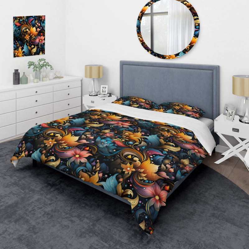 Literie céleste rose et bleu à motif cachemire, Housse de couette pour très grand lit et 2 très