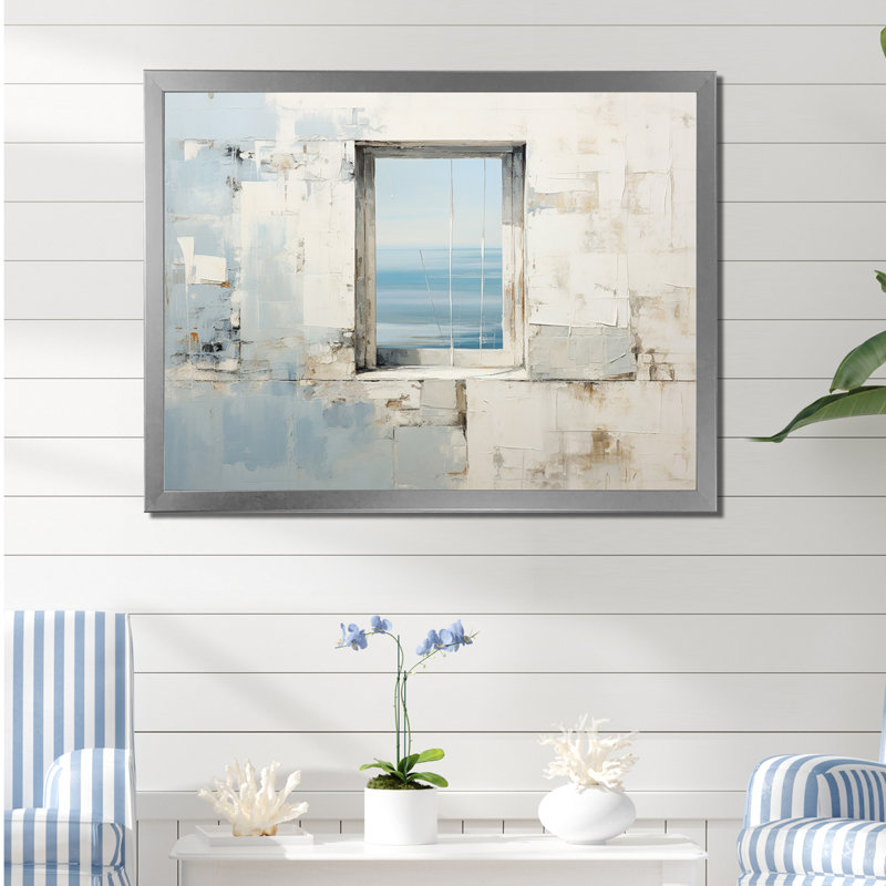 «Beach Windows Horizon II», reproduction d'art mural plage et océan, Cadre photo noir, H 12 po x l 20 po