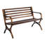 Banc d'extérieur de 127 cm (50 po) avec structure métallique à lattes, assise confortable et incurvée pour porche et terrasse, montage rapide.