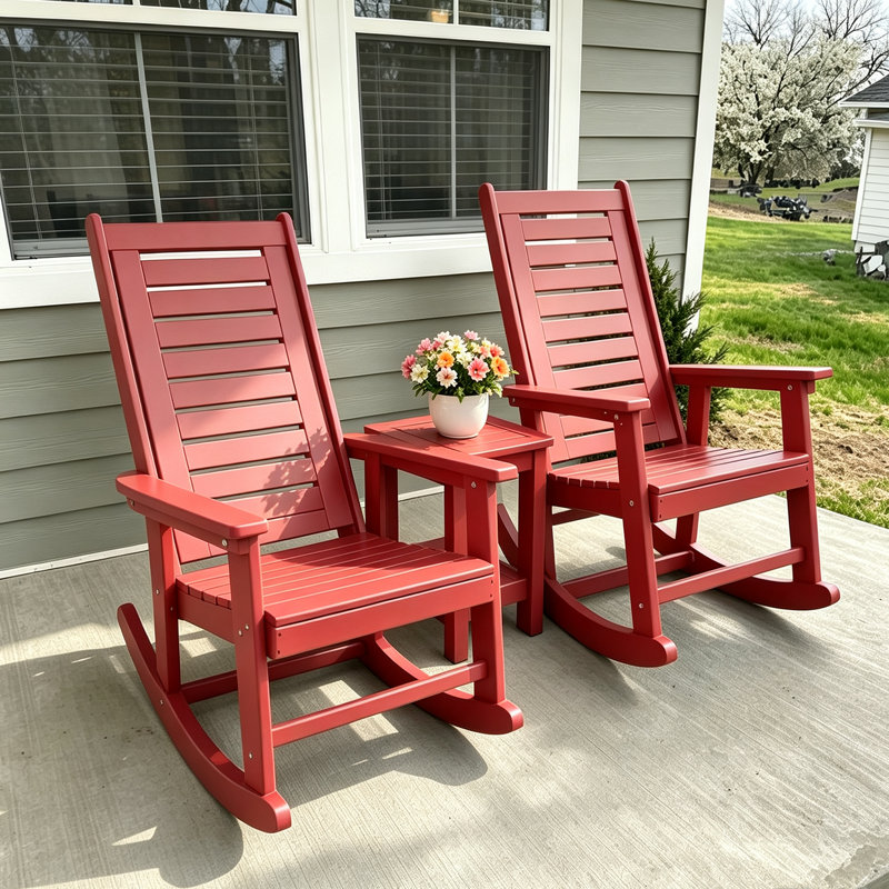 Chaise berçante d'extérieur en PEHD, Rouge