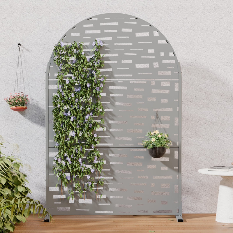 H 72 po x l 47 po x P 16 po avec écran d'intimité en métal et panneau de clôture en treillis pour terrasse, Gris