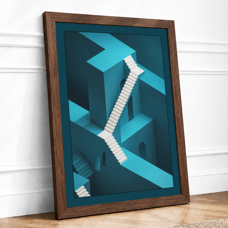 Ascent Geometric - Framed Print, A1 - 84.1 x 59.4 cm, Walnut