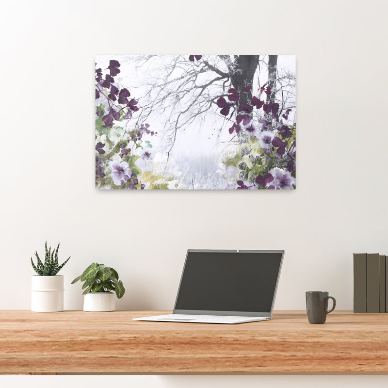 Printemps, paysage abstrait contemporain, art naturel, H 16 po x l 24 po