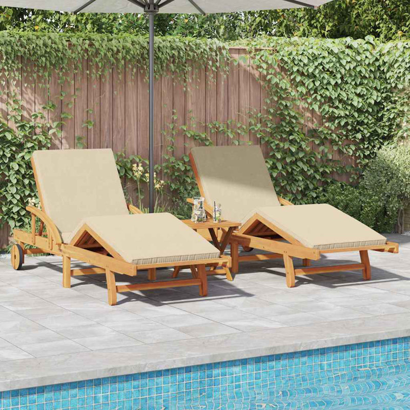 67cm Long Acacia Double Chaise, Beige