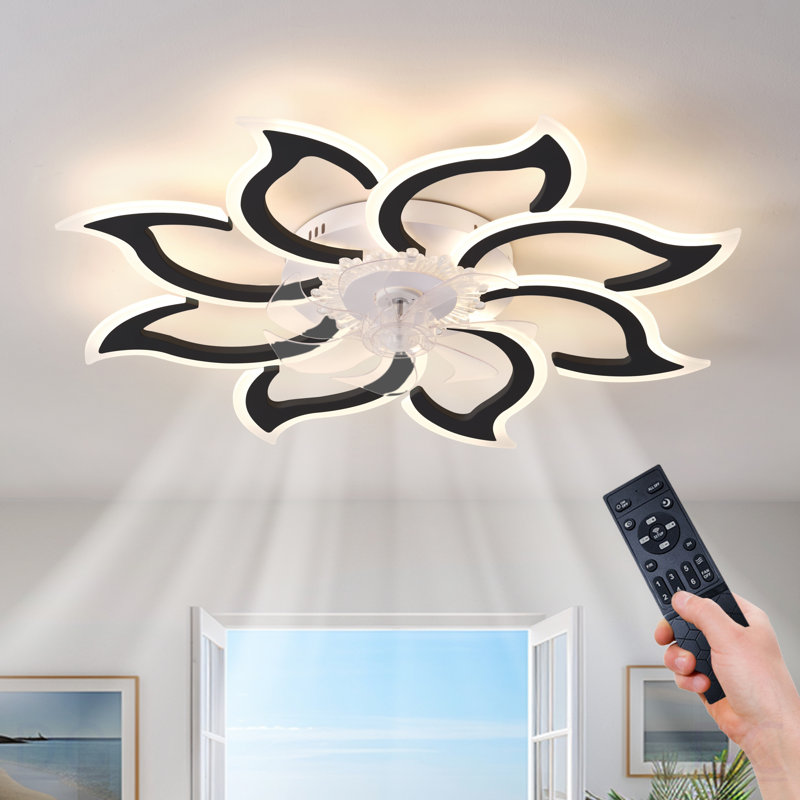 Ventilateur de plafond noir 37 po avec lumières, télécommande 3 températures de couleur, ventilateur à 6 vitesses