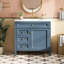 Meuble-lavabo moderne de 36 po avec lavabo en céramique, 3 tiroirs et 1 armoire de rangement, tablette réglable, organisateur de porte d'armoire, glissières de tiroir en métal lisse, poignée texturée exquise à pieds romains