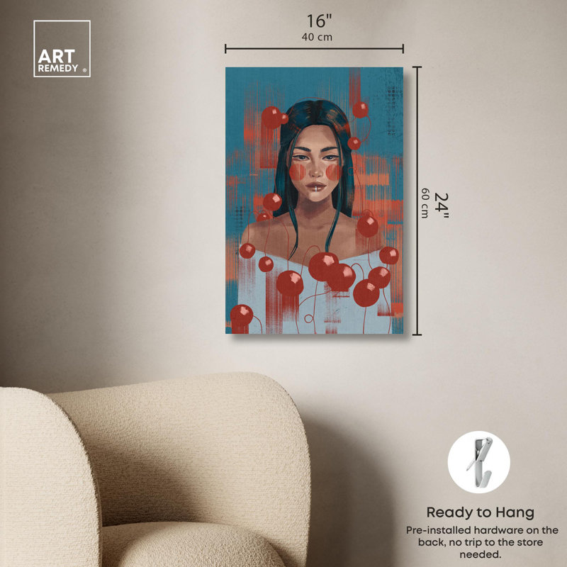 «Cherry Sweet Canvas Modern Boho Portrait» par Art Remedy, Toile tendue, H 24 po x l 16 po