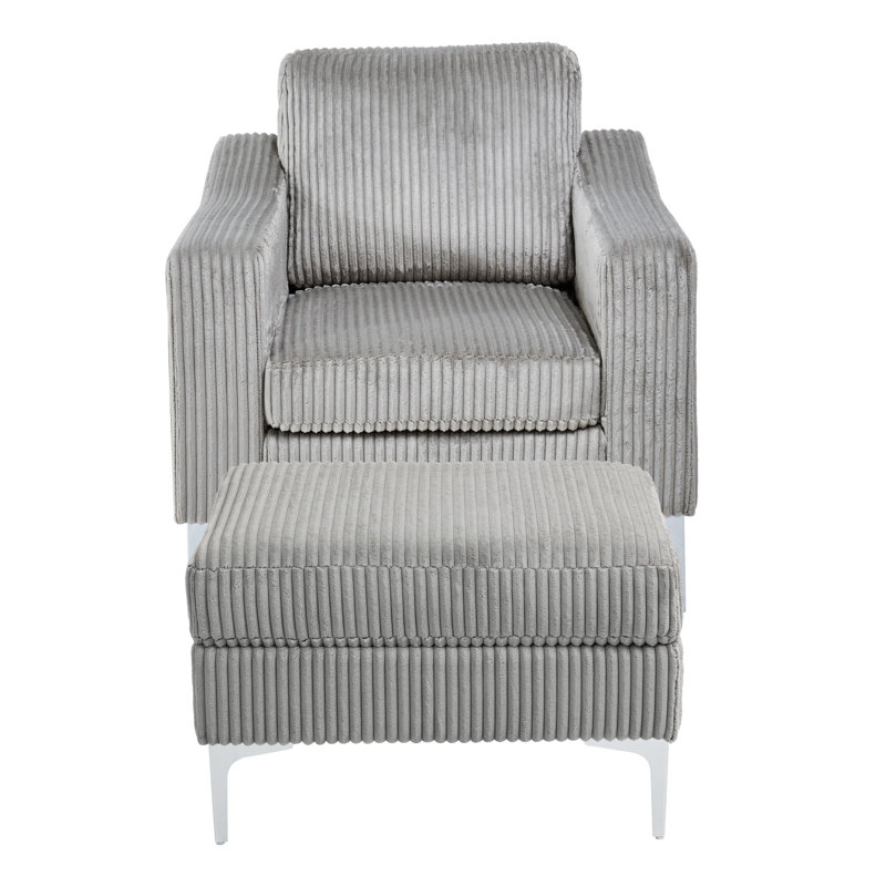 Canapé modulaire convertible en velours côtelé gris modulaire avec 1 siège, accoudoirs, pieds en acier, siège à coussins multiples, compatible avec tout décor, structure en bois massif et manufacturé