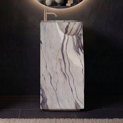 16'' Freestanding Solid Surface Pedestal Bathroom Sink