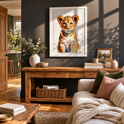 Young Lion Cub Modern - Framed Print