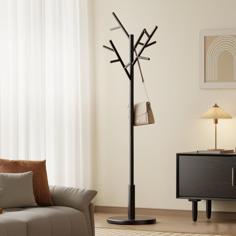 Solid Wood Freestanding 12 - Hook, Black