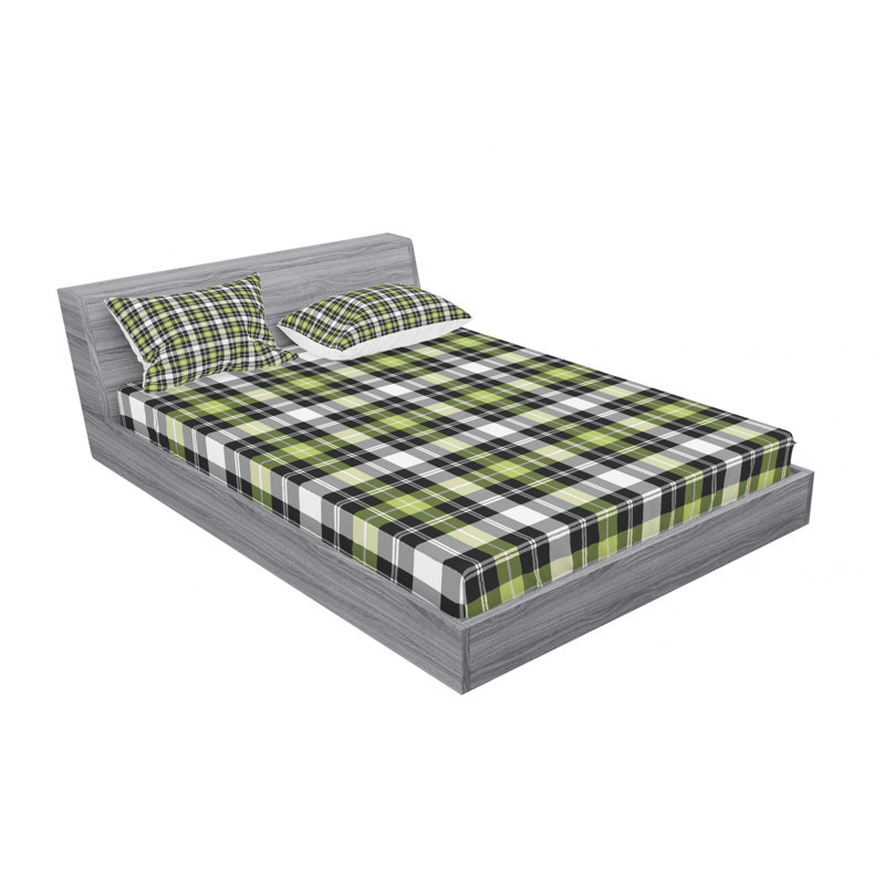 Microfiber Geometric Sheet Set, Queen Sheet Set with Fitted Sheet