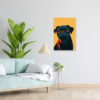 «Curious Pug Gaze», art mural moderne