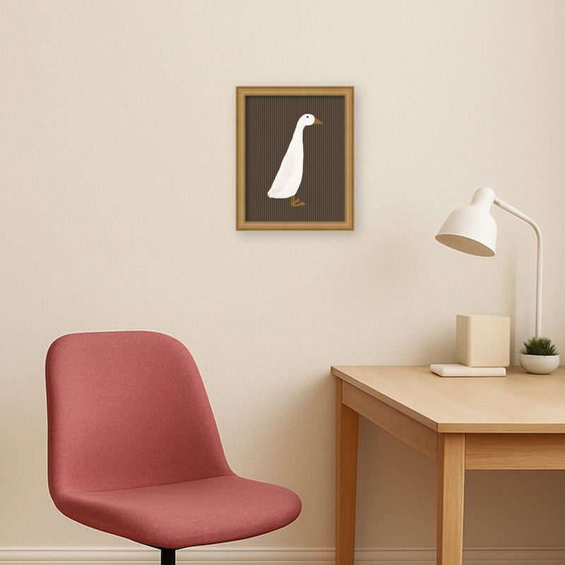 «White Duck Brown Stripes» par Molly Dillon de The Lil Dills Shop, reproduction d'art sur toile encadrée