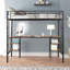 Twin-size Loft Bed with Table &amp; Shelves - Heavy-duty Metal, No Box Spring Needed, Noise Reduced