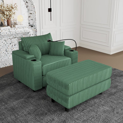 Single Sofa Chair With Ottoman Oversized Upholstered Accent Chair For Living Room