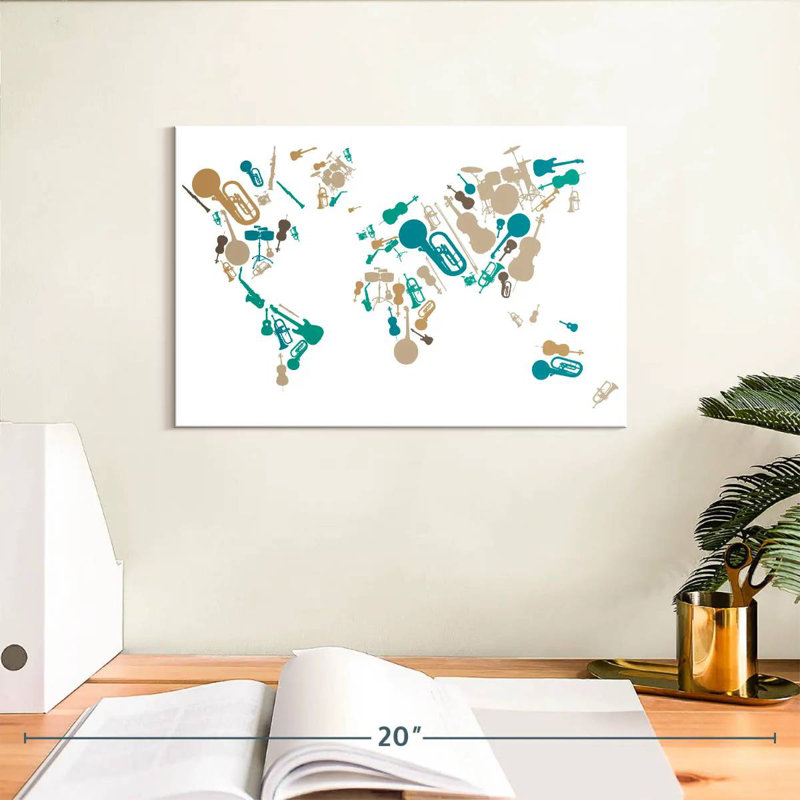 Abarca Musical World Map, 8" H x 12" W