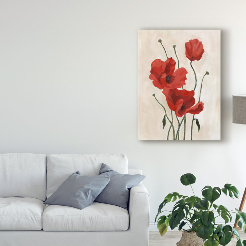 «Poppy Bouquet II» par Emma Scarvey - reproduction d'art sur toile, H 24 po x l 18 po x P 2 po