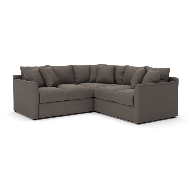 Cecelia Upholstered L-Sectional, Right Hand Facing, Drusky Charcoal Sustain® Basketweave