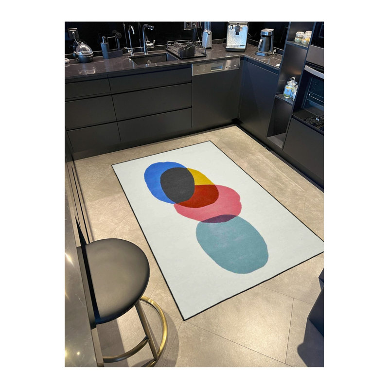 Tapis rond lavable à motif tissé coloré, Rectangle 2'6" x 4'11" Rug Pad Included